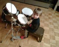 2 years old Dustin playing the drums